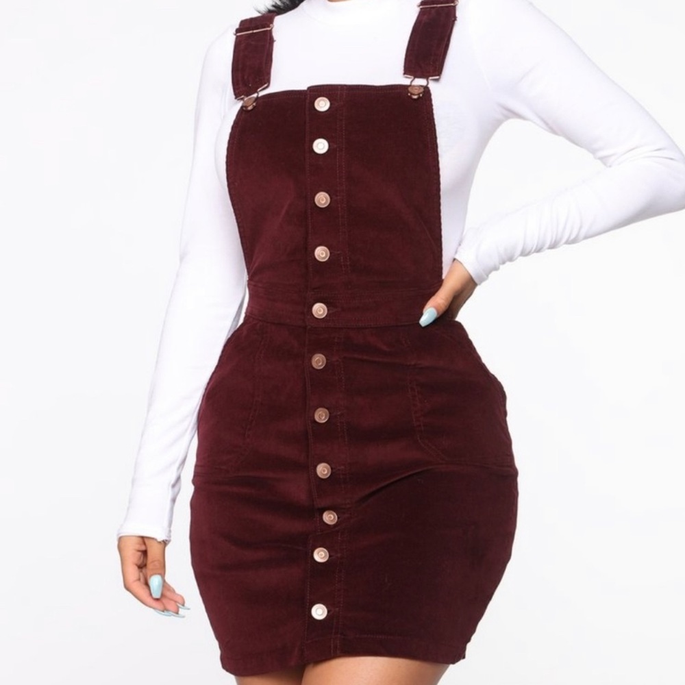 Fashion Nova Corduroy Skirt Overalls